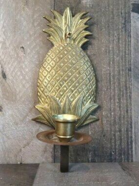 Brass Pineapple Wall Sconce UCGC Candle Holder Vintage Mid Century Mid Mod